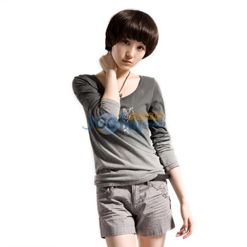 圣迪奥sdeer 女装印花吊染T恤灰0380279 灰色 M