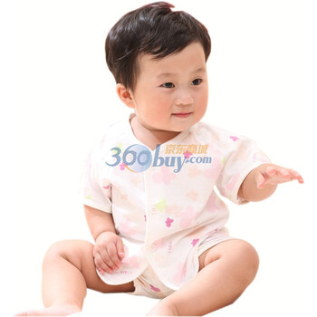 婴之谷婴儿服装婴儿衣服宝宝夏装薄款短袖开胸夏季套装夏款T4115 浅粉红 73码