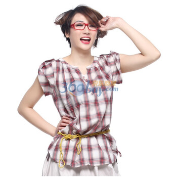 高歌 GOGIRL 时尚圆领条纹衬衫 G2112C26 红色 M