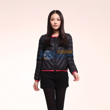 秋水伊人2011冬季新品轻盈面包型衍缝便捷羽绒服614015001 黑色 XL