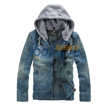 TUOYI2011秋冬必备可脱卸连帽牛仔夹克男牛仔衣302D13 蓝色 XL