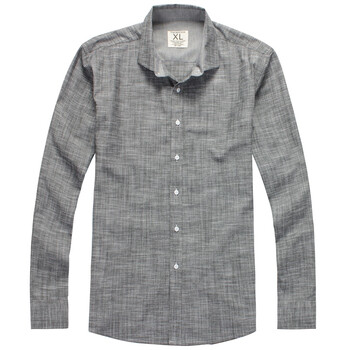 零号男 2012春夏新品 休闲棉麻拼接衬衫 BGA0118 灰色 XXL