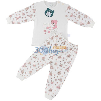 巧尼熊 宝宝服饰 2012春秋款肩开内衣套装 新款6058 印粉 90码