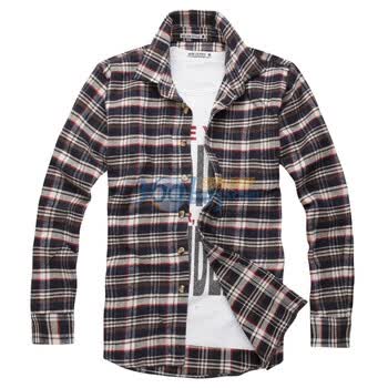WINJEANS维杰斯 2011新款法兰绒磨毛格子衬衫 10色可选暗蓝色XL