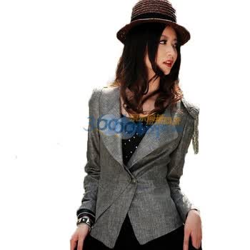 2012秋装新款 SnowSong宋雪 裙子搭配不对称耸肩女西装CKD26 灰色 XL
