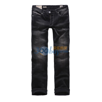 [热卖]七匹狼SWJEANS 个性褶皱休闲时尚牛仔裤 171180403551 黑 34