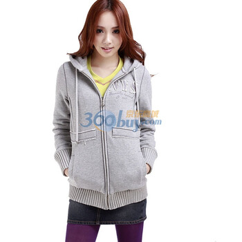 艾勒罗克 ELEMENT LOOK 2012新款秋冬双层连帽中长款羽绒内搭修身卫衣 1101EPA10 花灰 S