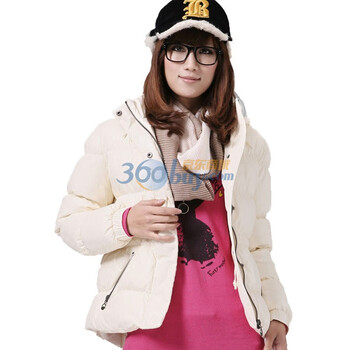 唐狮Tonlion 女装可脱卸帽纯色羽绒服110421073401 白色 XL