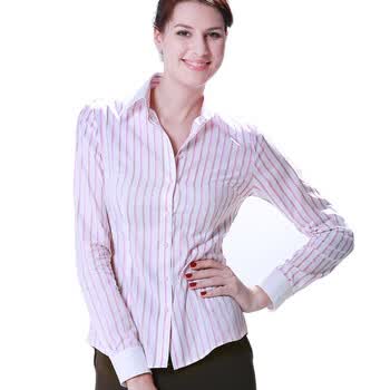 BESSSHIRT佰杰斯纯棉女士长袖衬衫R XLA弹力纱·粉色/白色宽条纹P31000285 海棠粉 39