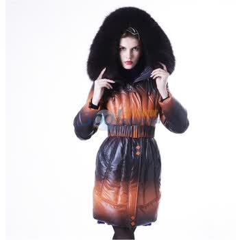 玛汐 Maxchic 2012羽绒服女款冬中长款优雅狐狸毛领女款 超保暖加厚羽绒服 D93002S11M 黑橘 XXL