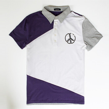 TONYJEANS/汤尼俊士 三色拼接T恤 1211208060-27 深紫色 XXL