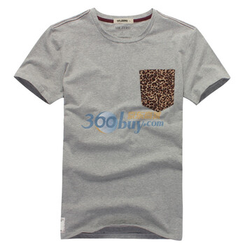 零号男 豹纹拼接口袋塑型短Tee BFB0321 灰色01 XXL