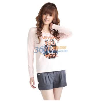 米娜 Mina collection 华丽卷边质感修身T 9A0266 粉色 L