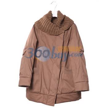 浪漫一身 舒适加厚带毛线领长款棉衣 2011冬装 卡其 XL