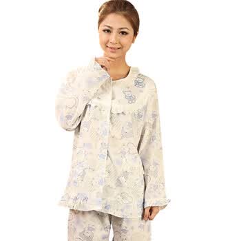 好家猫 春日新款爱心小熊棉质套装女士家居服HJM2006SHCH 蓝色 XXL