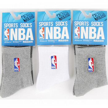 NBA精梳棉莱卡中短筒男士半毛巾运动袜A167杂色3双装 尺码26-28cm 均码
