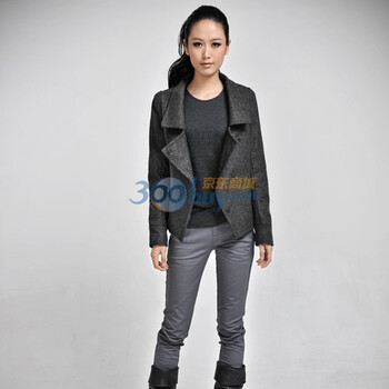 自然逸 2011秋款新品女主播毛呢小西装春秋外套韩版 W031深灰XL