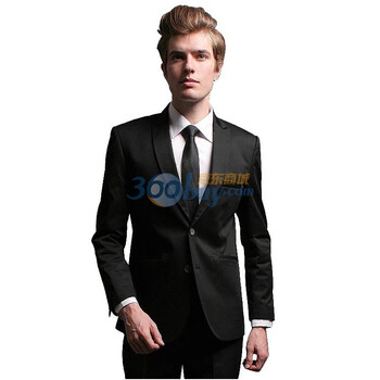 【V3 MAN】两粒扣尖领全棉型男修身单件西服3019 黑色 170/88A（48）