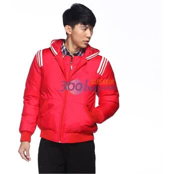 IZOD 90%白鸭绒冬季新品拼接连帽薄款羽绒服 2061901201401红色XXL(185/102A)
