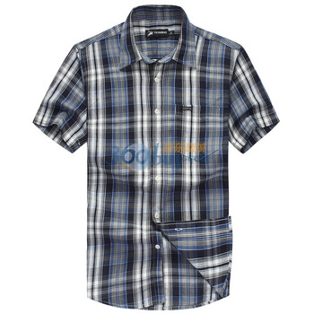 WINJEANS维杰斯 2012新款夏装商务休闲短袖格子衬衫男衬衣 5色可选 午夜蓝 XL