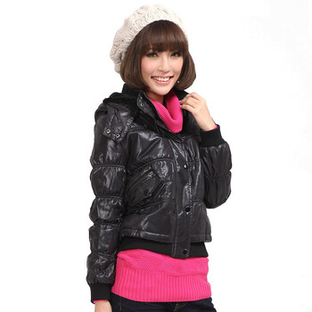 鎏恒色外套女装新品潮流风靓丽立领连帽外套2114-1434615 黑色 XL
