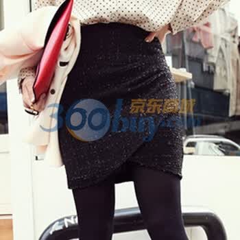 时尚起义 冬装韩国进口修身高腰短裙 女549656 黑色 M