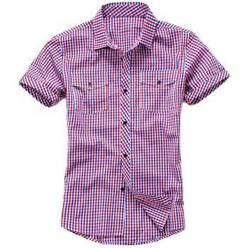 AK男装夏季 商务休闲撞色扣短袖衬衫 11C102012 红色 XXL