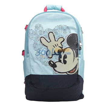 迪士尼Disney米奇包包Mickey帆布卡通双肩背包UF2182-08 粉蓝色