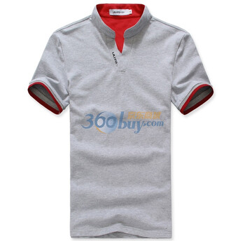 维杰斯WINJEANS 2012夏装立领短袖简约休闲撞色领饰POLO衫 4色可选 POLO201200004 浅灰色 XXL