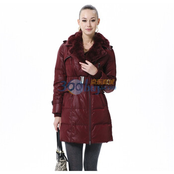 波司登 2011新款 羽绒服 女 个性修身中长款 兔毛领 BR2328 酒红色 185/104A(XXXL)