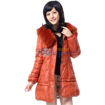 雅鹿 女士 獭兔毛领扎球中长款 羽绒服 ^@^LD25090 古铜 XXL