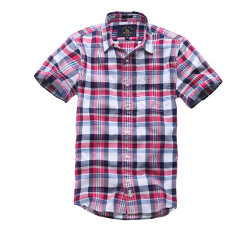 七匹狼SWJEANS男装 格形短袖休闲衬衫171220504350 梅红 XXXL