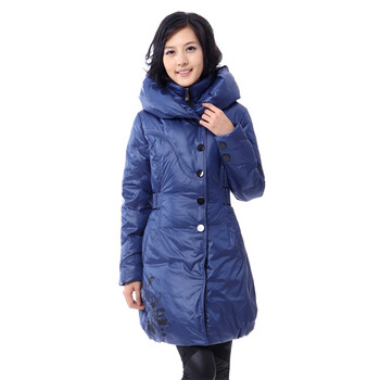 新品 雅鹿 时尚印花女中长款羽绒服 ^@^YM10510 朱砂红 XXXL