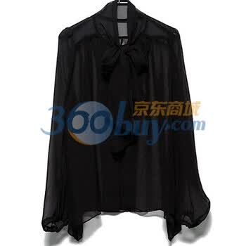 时尚起义 春韩国进口简洁轻薄蝴蝶结衬衫 女579947 黑色 one