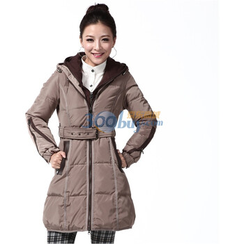 2011新款 雪中飞羽绒服 女针织双帽休闲中款 XR9136 浅灰色 185/104A(XXXL)