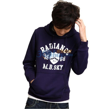 MBSKY蓝色天空春装新品男款连帽套头卫衣0315203 紫色 50