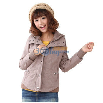 新珑新 slomsin 韩版女装休闲双门襟开衫假两件外套9146 杏色 XL