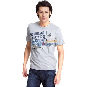 IZOD 赛车主题摇滚机车印花短袖纯棉男T恤J|11113435157210 花灰 XL(185/102A)