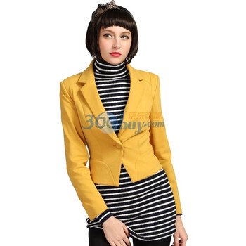 卓欧TOAIOU 2012春新款女装西服外套修身短款小西装外套女C111012 黄色 XL