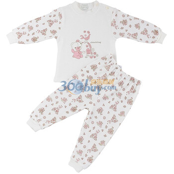 巧尼熊 宝宝服饰 2012春秋款肩开内衣套装 6059 印粉 90码