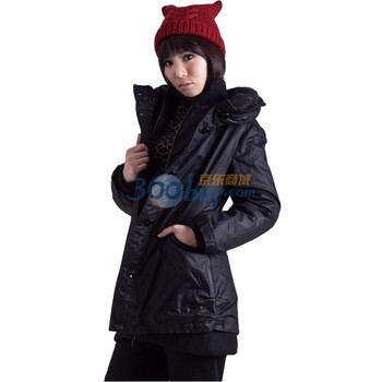 普柔菲 2011 新款时尚黑色大领双排扣中长棉服DM670 黑 xxl