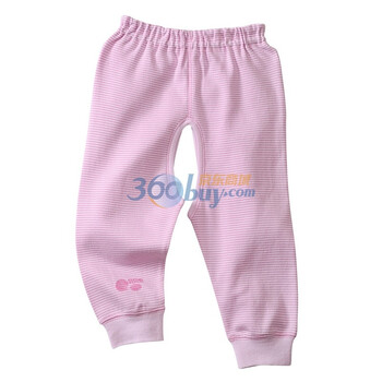 贝贝怡新品四季条纹婴幼儿纯棉衣服/秋裤内衣开裆裤子BB512 淡粉 90码