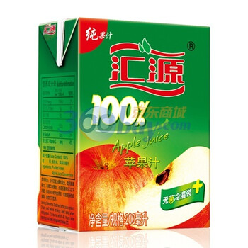 汇源100%苹果汁200ml*24盒 不添加糖、色素、防腐剂