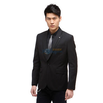 Jack Jones/杰克琼斯 西服 羊毛双领男士修身西服P(黑)|212108029010 195/112A/XXXL