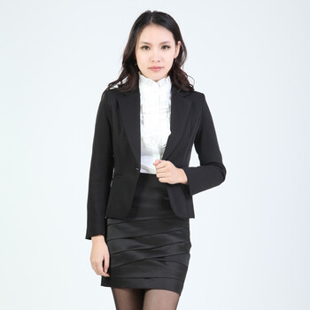 韵奴女装 2012春季新款 时尚OL通勤百搭 黑色淑女v领小西装 j098-1 黑色 XXL