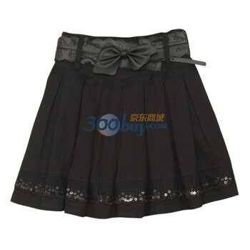 特尚莱菲女百褶裙秋季新品英伦休闲洗水棉中裙半身裙QQG6207 黑色 L