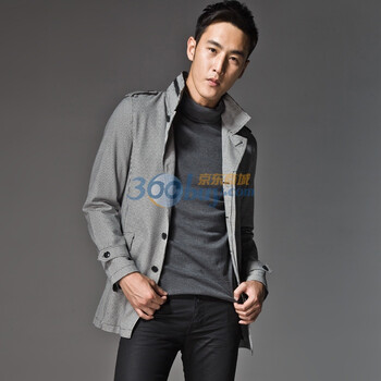 PEACEBIRD太平鸟男装【秋季新品】风衣80710316006 灰色 XXL