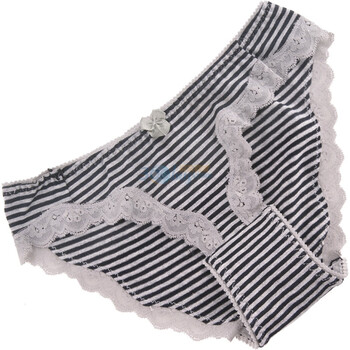 棉花共和国 Cotton RepubLic 蕾丝条纹 女式三角内裤 51111117 黑色 XL