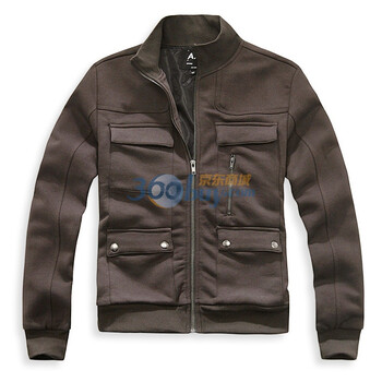 摩基斯AXE男装春装新品 时尚休闲双贴兜拉链夹克外套新款D0060310 褐色 M