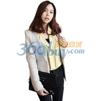 时尚起义 冬装韩国进口简洁自然保暖毛呢夹克 女569779 浅姜黄色 M